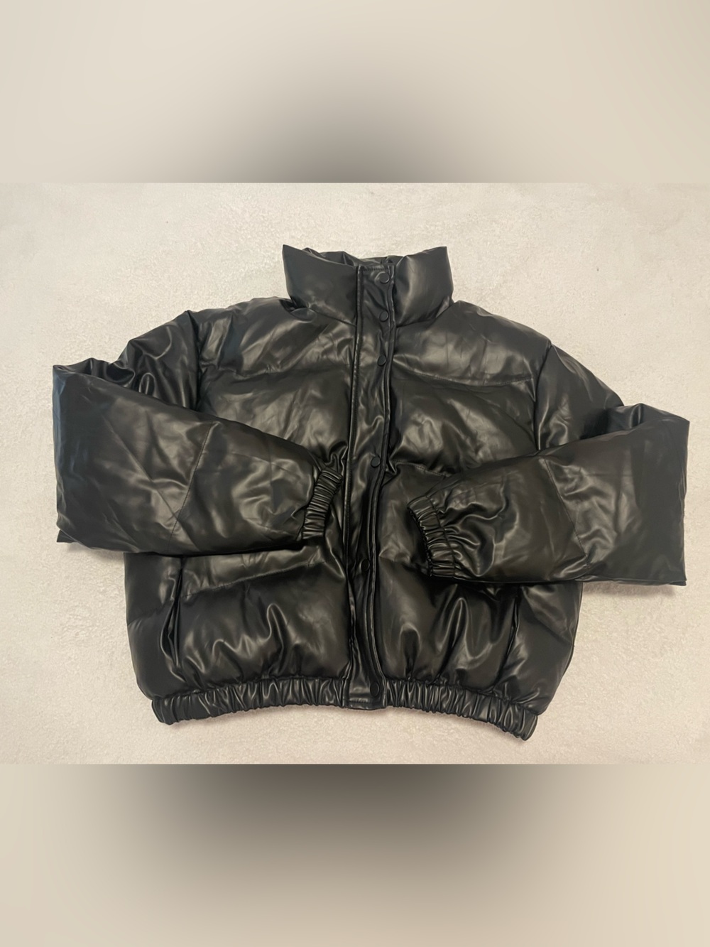 Faux Leather Puffer Jacket